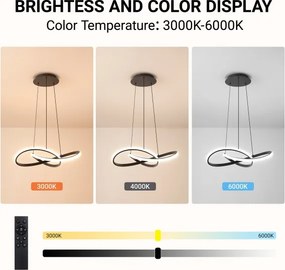 Brilagi - LED dimmelhető kábeles csillár INFINITY LED/55W/230V 50x50 cm fekete + távirányító