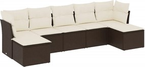 vidaXL 7 részes barna polyrattan kerti ülőgarnitúra párnákkal