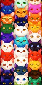 Strandtörölköző MEOW 100x180 cm színes, 100% mikroszálas