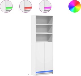 vidaXL fehér szerelt fa magasszekrény LED-ekkel 69 x 32,5 x 200 cm