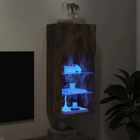 füstös tölgy színű TV-szekrény LED-világítással 40,5x30x90 cm