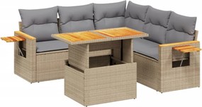 vidaXL 6 részes bézs polyrattan kerti ülőgarnitúra párnával