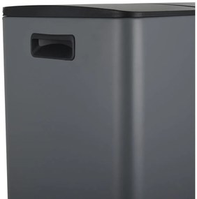 Sötétszürke acél szelektív pedálos szemetes 2x30 l Aliya – Spirella