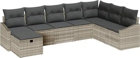 vidaXL Kerti Kanapé Szett párnával tárolóval 8 pcs polirattan