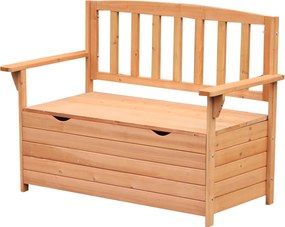 Outsunny Kerti Pad Fenyőfából Tárolórekesszel, méret: 112L x 58W x 84H cm | Aosom