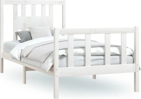 vidaXL fehér tömör fenyőfa ágykeret fejtámlával 90 x 200 cm