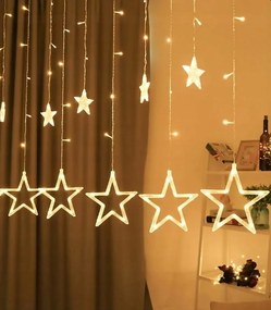 Led Függöny Csillagokkal 3,8M Meleg Fehér 126 Led