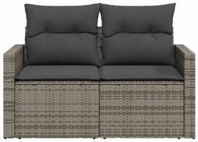 2 személyes szürke polyrattan kerti kanapé párnával