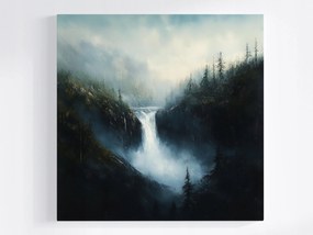 Vászonkép Canvas Tájkép Hegyek Erdő Vízesés Folyó Sötét Természet 80x80