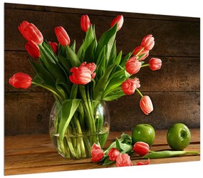 Piros tulipánok a vázában (70x50 cm)