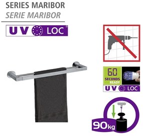 Fényes ezüstszínű öntapadós rozsdamentes acél törölközőtartó Maribor – Wenko