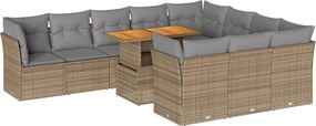 vidaXL 11 részes bézs polyrattan kerti ülőgarnitúra párnákkal