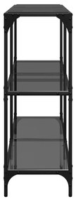 acél tálalóasztal fekete üveglappal 118,5 x 30 x 81 cm