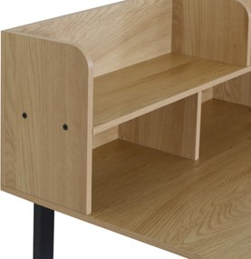 Polcos íróasztal / számítógépasztal 120×60 cm, masszív fém vázzal, fekete–aranytölgy – Intenso Home