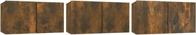 vidaXL 3 db füstös tölgy színű fa függő TV-szekrény 60 x 30 x 30 cm