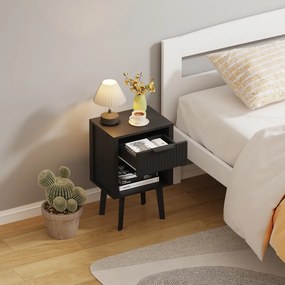 Éjjeliszekrény, fekete, TOBI