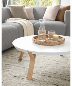 Solid fehér dohányzóasztal, ⌀ 90 cm - Kave Home