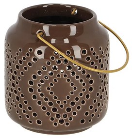 Kerámia lámpás, barna, 11 cm