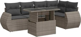 vidaXL 6 részes szürke polyrattan kerti ülőgarnitúra párnákkal