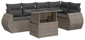 vidaXL 6 részes szürke polyrattan kerti ülőgarnitúra párnákkal