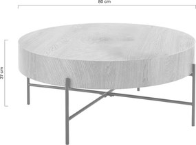 Liviano kerek dohányzóasztal szett 80 és 45 cm - natúr tölgy / fekete