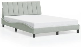 világosszürke bársony ágykeret LED-ekkel matrac nélkül Hanko 140 x 200 cm