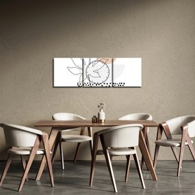 Kép - Vonal művészet virágok N⁰3 (órával) (90x30 cm)