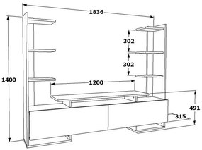 TV szekrény Ava - White, Oak