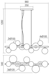 Redo 01-3989 - Csillár zsinóron ASTRA 9xG9/8W/230V fekete