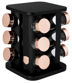 13 részes négyzet alakú fűszertartó állvány fekete rose gold