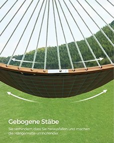 2 személyes párnázott kültéri függőágy, kemping függőágy, 200 x 140 cm, kék-bézs színű