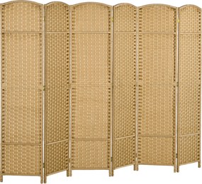 HOMCOM 6 Panel 240 x 170 cm Bambusz szobaelválasztó összecsukható képernyő a nappaliba - Természetes | Aosom