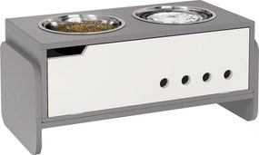 PawHut Magasított Kutya Etetőtál Magasságállítható Etetőtál Tároló VízTál 2 x 2000ml Rozsdamentes Acél Tálak Lassú Etetésű Tál Magasságállítható Etető