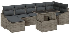 8 Darab Kert Sofa Szett Párnákkal Szürke Pólyás Rattan