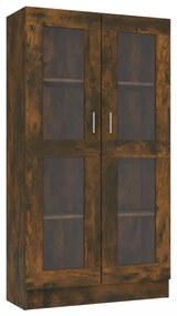 füstös tölgy színű szerelt fa vitrinszekrény 82,5x30,5x150 cm