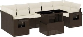 vidaXL 8 részes barna polyrattan kerti ülőgarnitúra párnákkal
