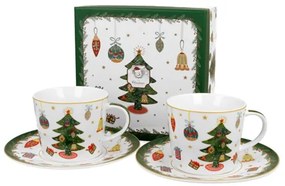 Karácsonyi fenyőfás porcelán csésze aljjal 250 ml 2 személyes dobozban Around Christmas Tree