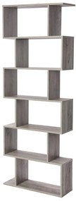 Könyvespolc, tárolópolc, 6 szintes, szürkés barna 70x24x190cm