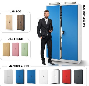 Fém iratszekrény JAN II, 1150 x 185 x 400 mm, szürke-kék