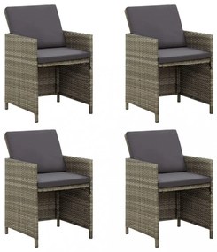 4 db szürke polyrattan kerti szék párnával