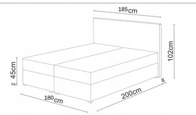 Franciaágy Boxspring 180 cm Karen (szürke) (matraccal és tárolóhellyel). 1046610