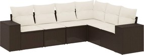 vidaXL 6 részes barna polyrattan kerti ülőgarnitúra párnával