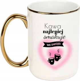 Bögre Fehér Arany Fül Nagy 440ml Vicces Ajándék Kávé Kettesben