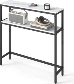 Előszobai konzolasztal, 2 szintes, márványfehér és tinta fekete színben
