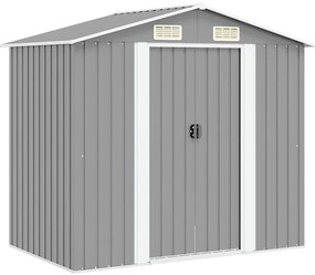 vidaXL szürke fém kerti fészer 204 x 132 x 186 cm