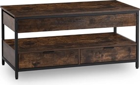 Kihúzható dohányzóasztal 100 cm méretben, rusztikus tölgy/fekete színben LUCA