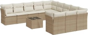vidaXL 12 részes bézs polyrattan kerti ülőgarnitúra párnákkal