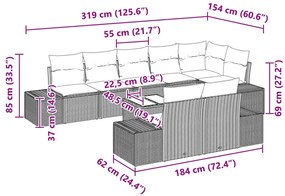 Kerti Kanapé Szett párnával 9 pcs bézs és szürke Poli rattan