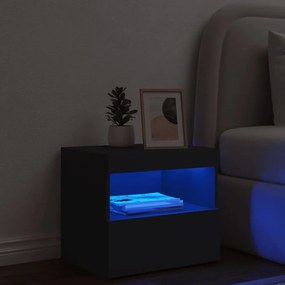 fekete éjjeliszekrény LED-világítással 50 x 40 x 45 cm
