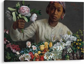 Kép - Frédéric Bazille, Young Woman with Peonies, reprodukciók (70x50 cm)